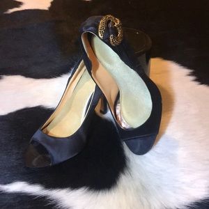 Badgley Mischka Satin Open Toe Heels, 9M